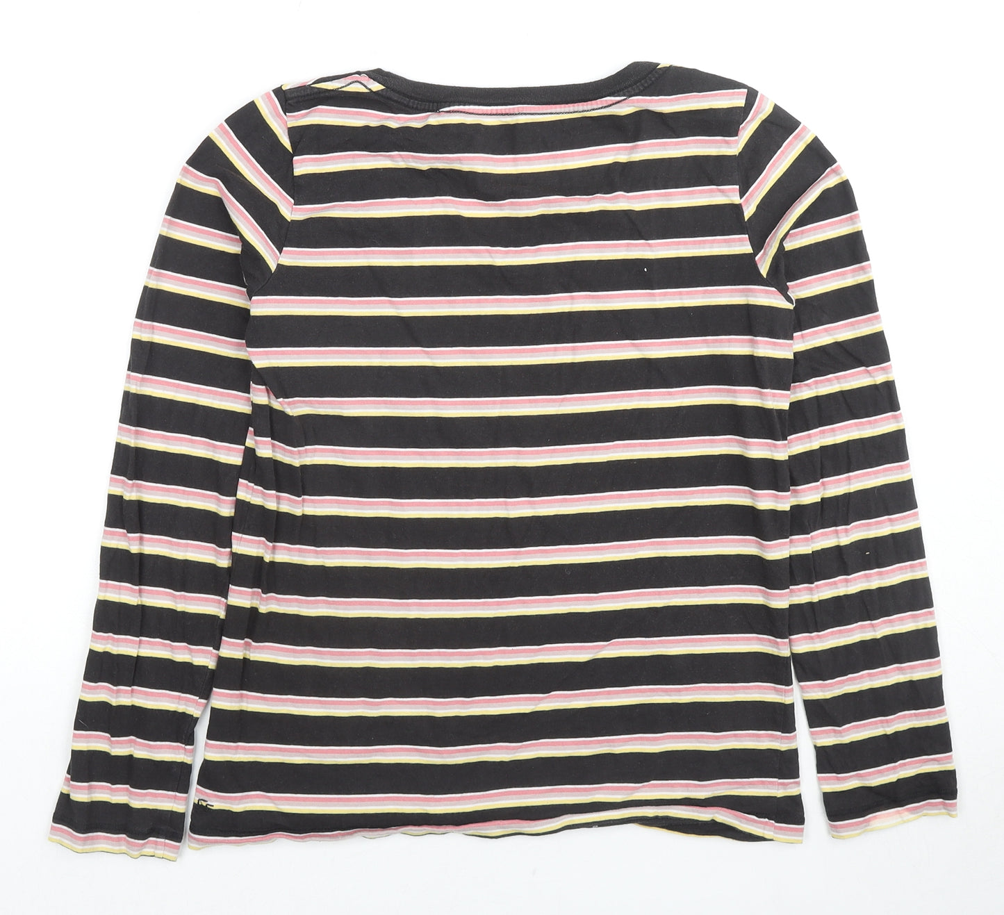 Fat Face Womens Multicoloured Striped Cotton Basic T-Shirt Size 10 Boat Neck