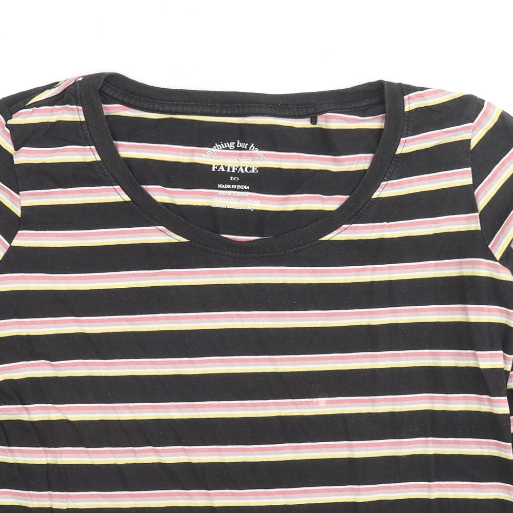 Fat Face Womens Multicoloured Striped Cotton Basic T-Shirt Size 10 Boat Neck