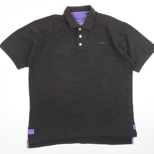 Orvis Mens Black Cotton Polo Size M Collared Pullover