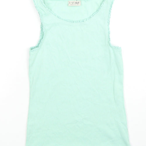 NEXT Girls Green Cotton Basic Tank Size 10 Years Boat Neck Pullover