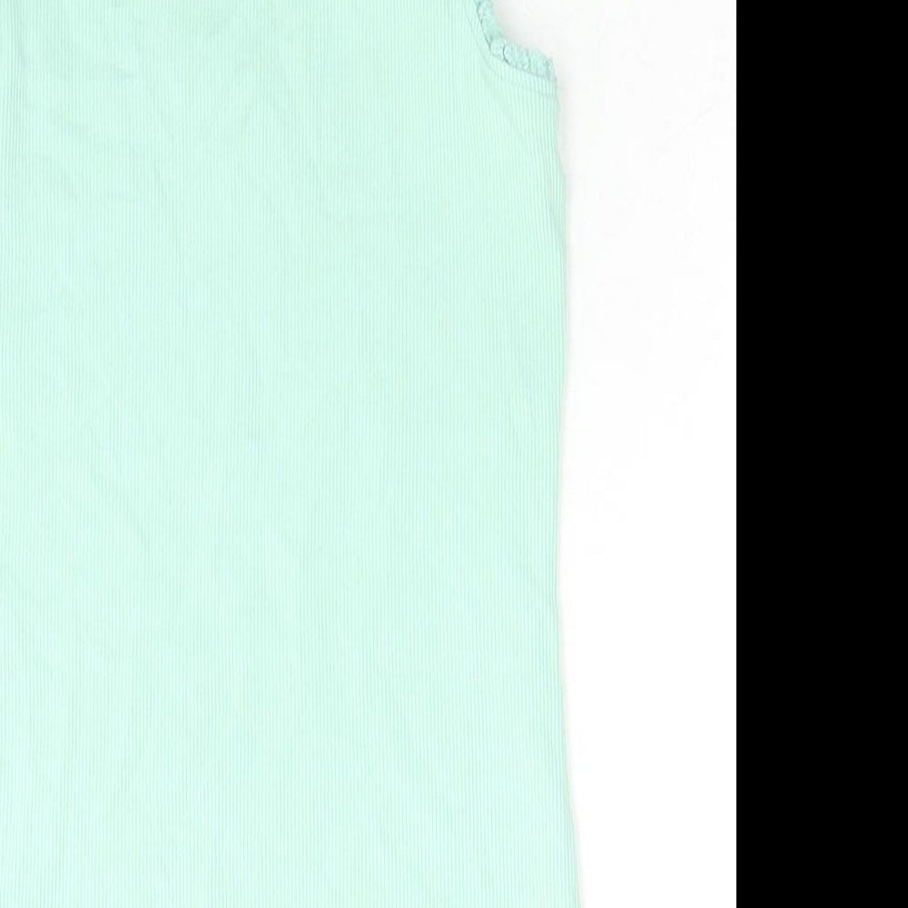 NEXT Girls Green Cotton Basic Tank Size 10 Years Boat Neck Pullover
