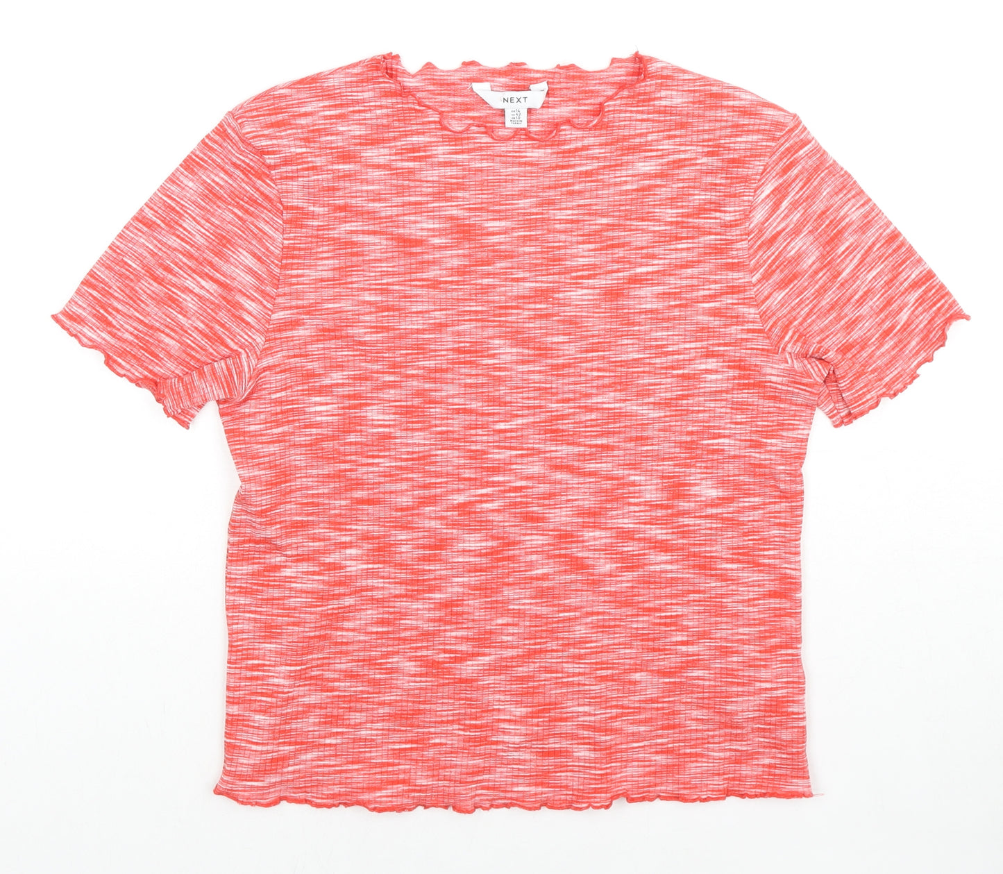 NEXT Womens Red Cotton Basic T-Shirt Size 14 Round Neck - Marl