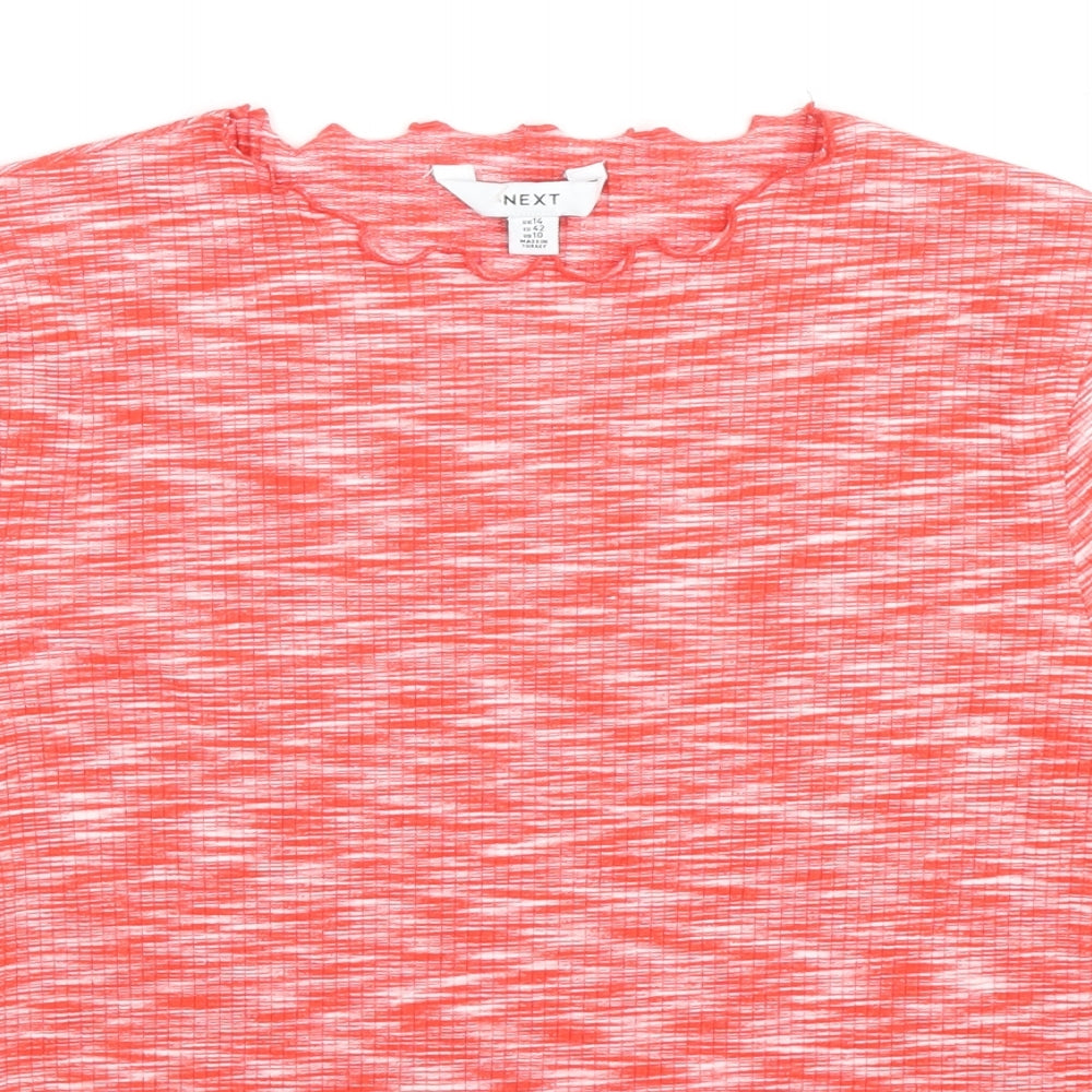 NEXT Womens Red Cotton Basic T-Shirt Size 14 Round Neck - Marl