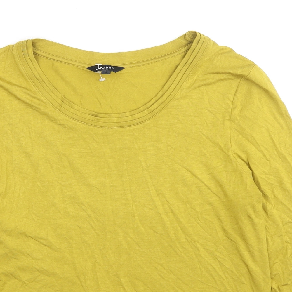 Hobbs Womens Yellow Viscose Basic T-Shirt Size L Round Neck