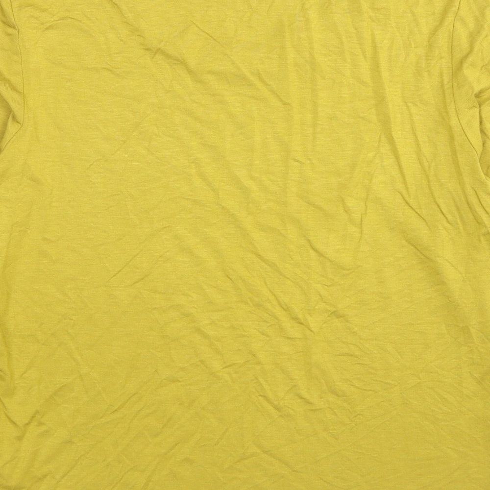 Hobbs Womens Yellow Viscose Basic T-Shirt Size L Round Neck