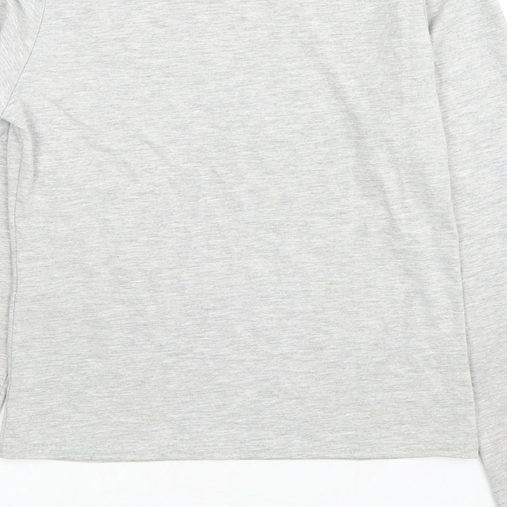 PRETTYLITTLETHING Womens Grey Cotton Basic T-Shirt Size 8 Round Neck