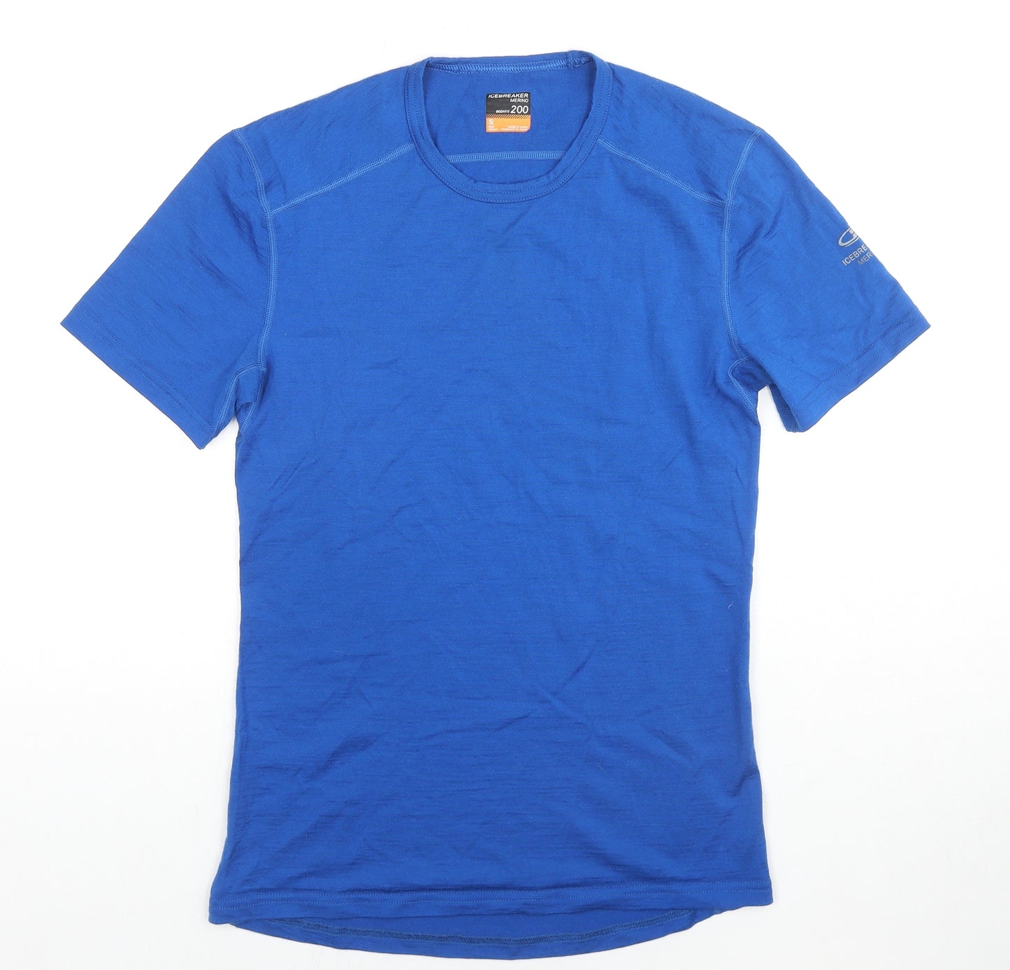 Icebreaker Mens Blue Wool T-Shirt Size S Crew Neck