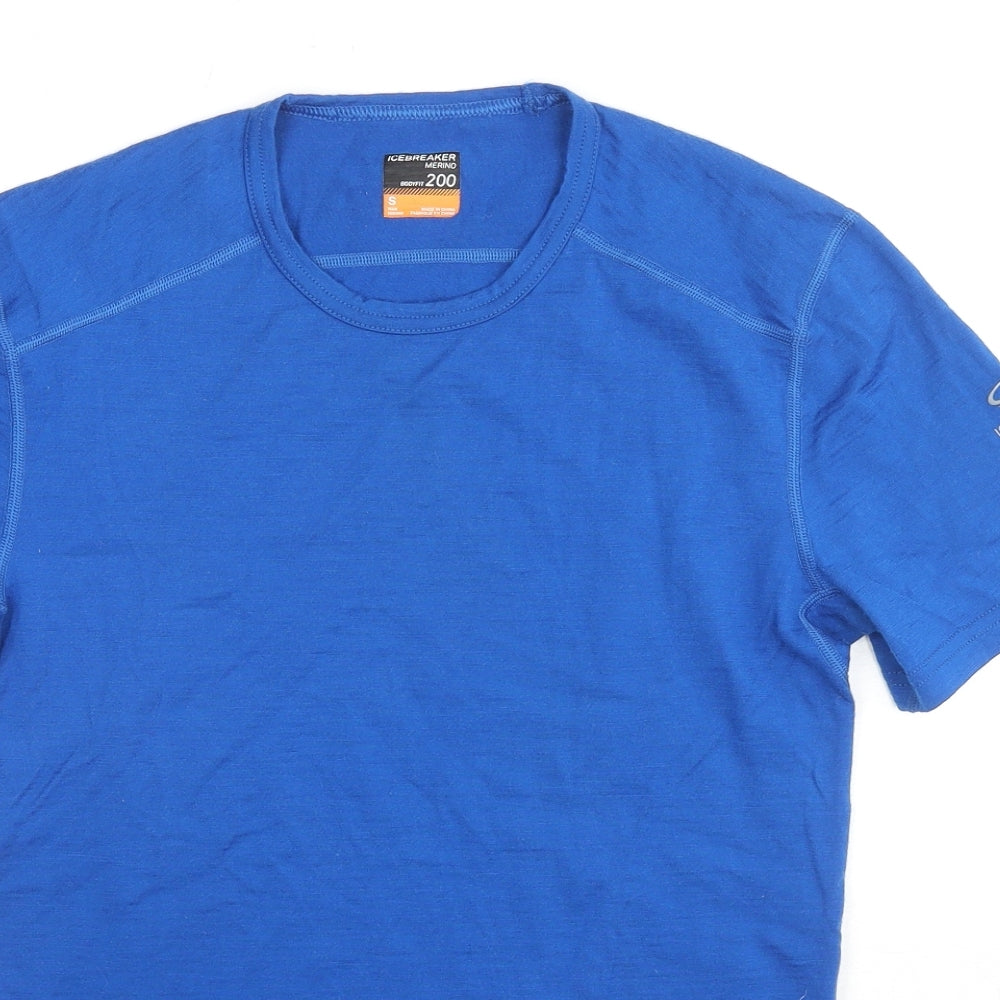 Icebreaker Mens Blue Wool T-Shirt Size S Crew Neck