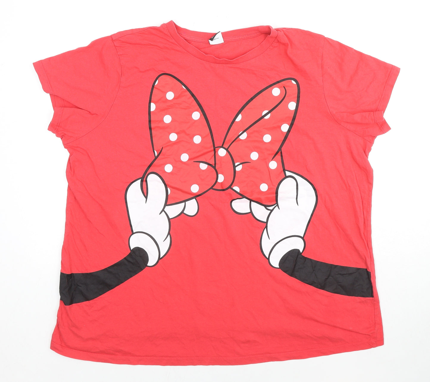 Disney Womens Red Solid Cotton Top Pyjama Top Size 22 - Minnie Mouse Bow