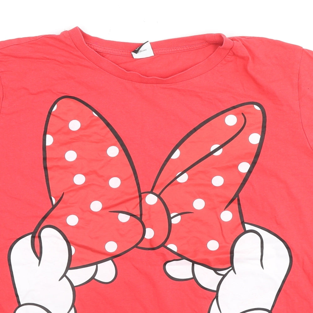 Disney Womens Red Solid Cotton Top Pyjama Top Size 22 - Minnie Mouse Bow