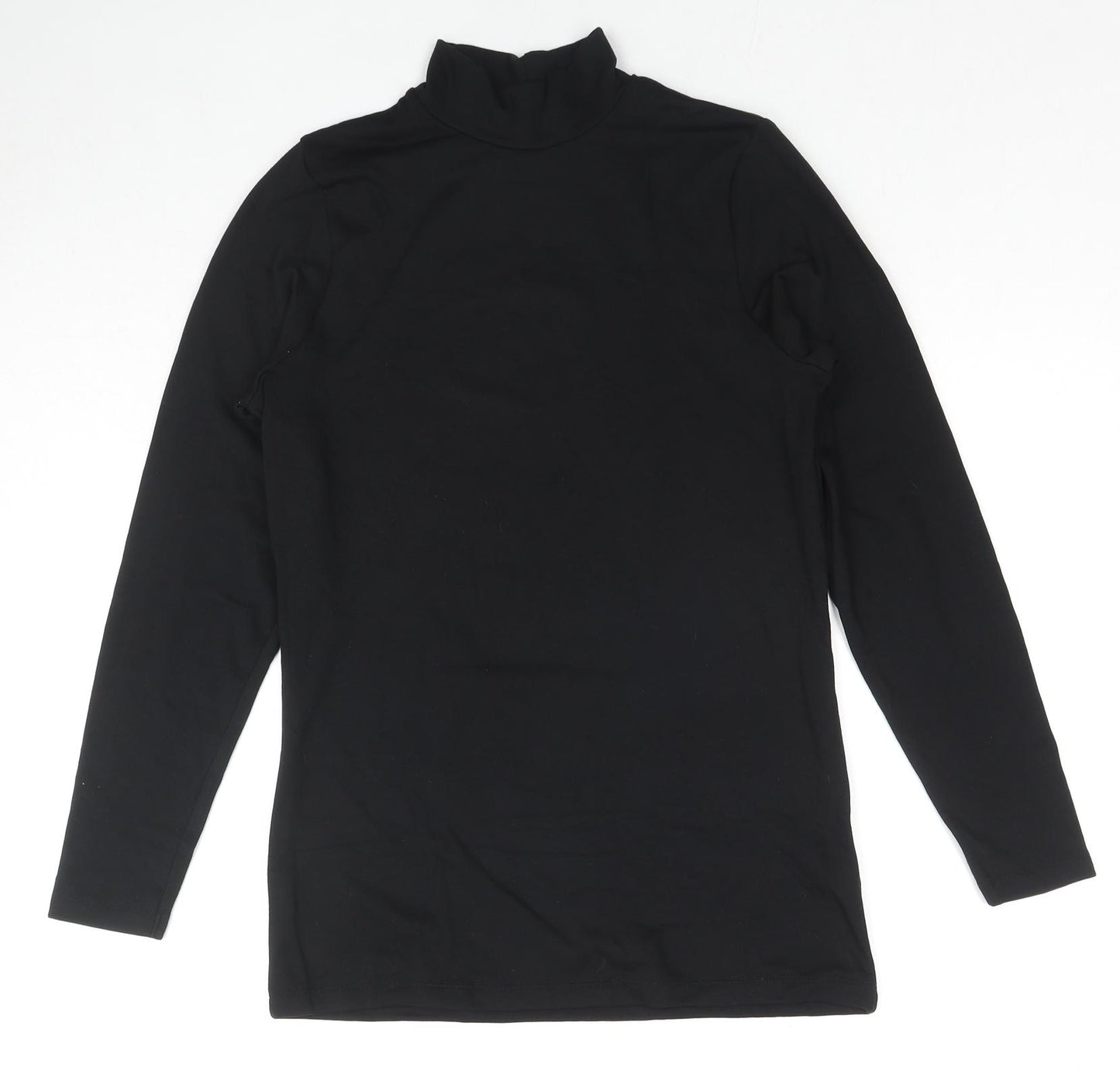 Marks and Spencer Womens Black Acrylic Basic T-Shirt Size 16 High Neck - Thermal