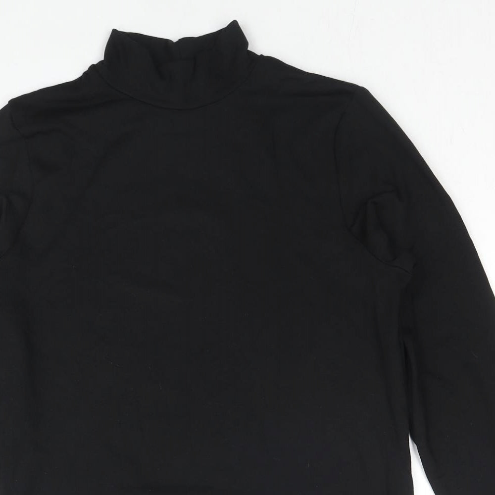 Marks and Spencer Womens Black Acrylic Basic T-Shirt Size 16 High Neck - Thermal