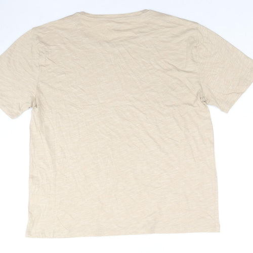 Marks and Spencer Womens Beige Cotton Basic T-Shirt Size 12 Crew Neck