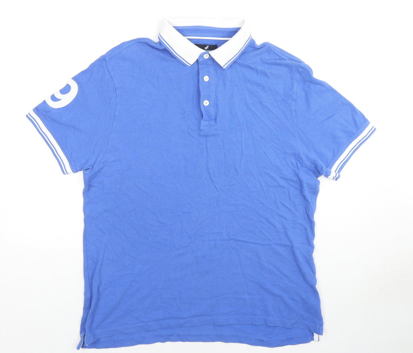 Blue Harbour Mens Blue Cotton Polo Size L Collared Pullover