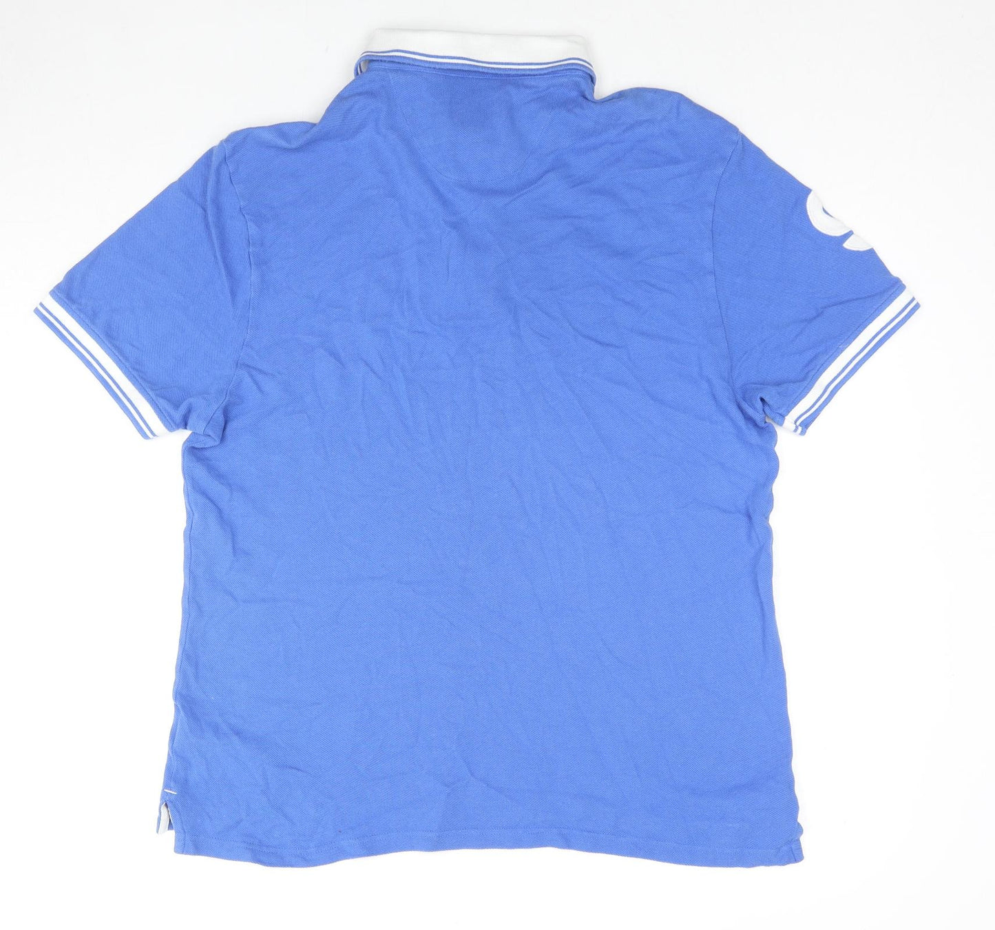 Blue Harbour Mens Blue Cotton Polo Size L Collared Pullover