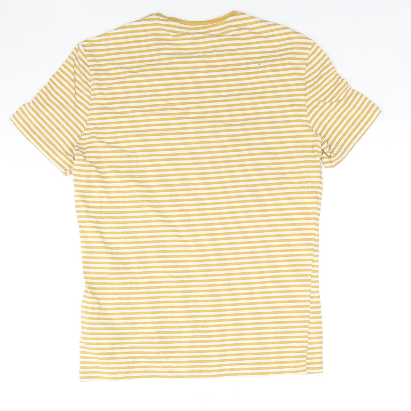 NEXT Womens Yellow Striped Cotton Basic T-Shirt Size M Crew Neck