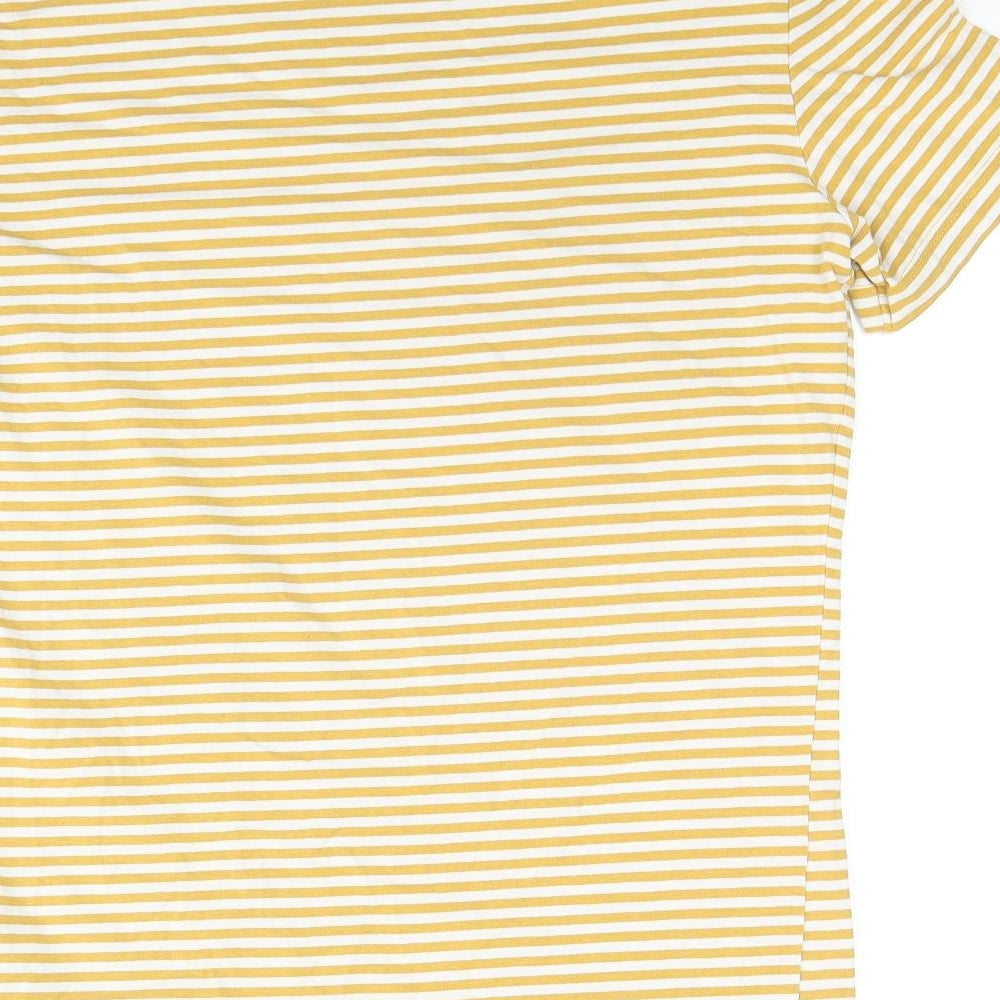 NEXT Womens Yellow Striped Cotton Basic T-Shirt Size M Crew Neck