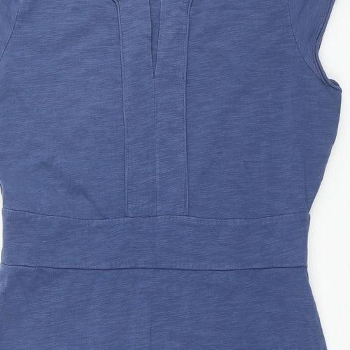 Boden Womens Blue Cotton A-Line Size 16 V-Neck Pullover - Flowers