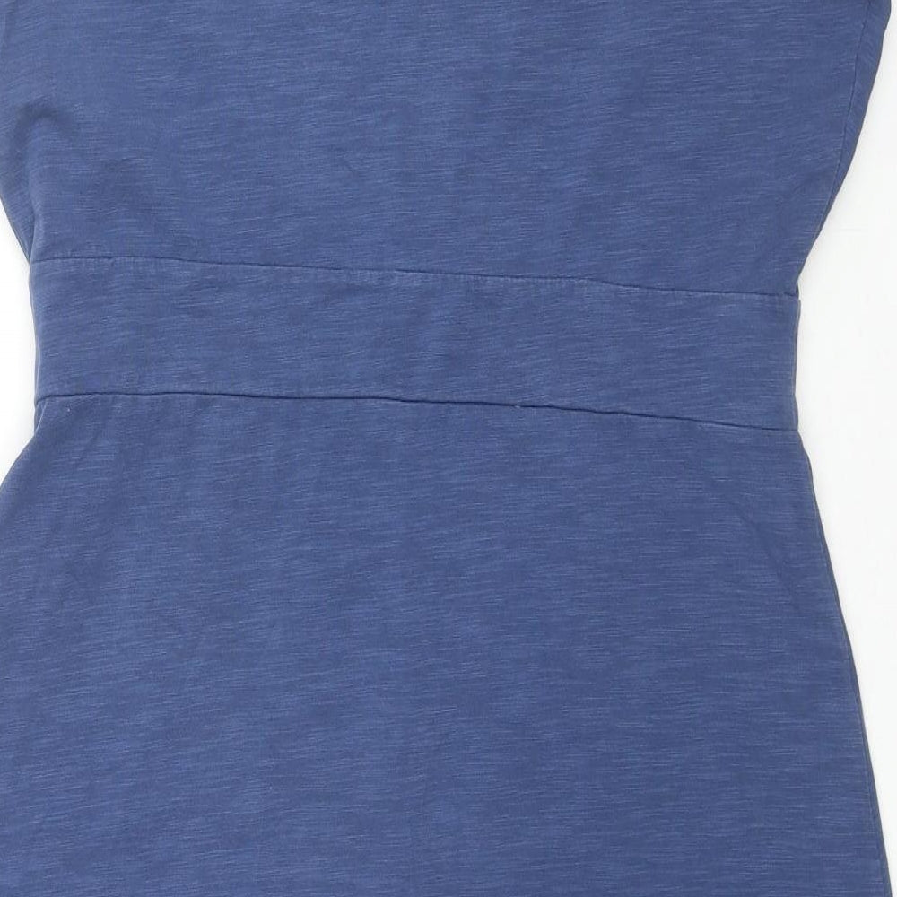 Boden Womens Blue Cotton A-Line Size 16 V-Neck Pullover - Flowers