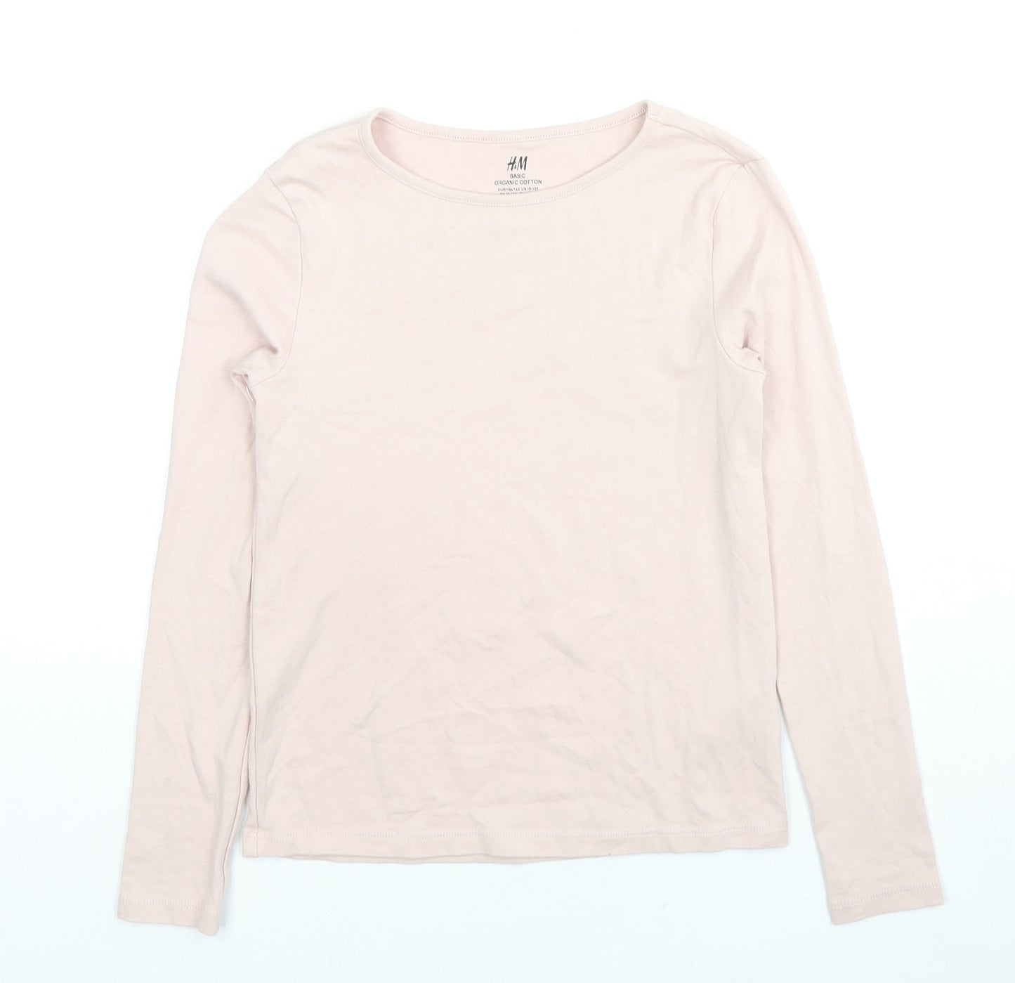 H&M Girls Beige Cotton Basic T-Shirt Size 10-11 Years Round Neck Pullover - Age 10-12 Years