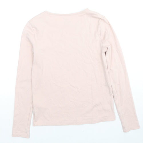 H&M Girls Beige Cotton Basic T-Shirt Size 10-11 Years Round Neck Pullover - Age 10-12 Years