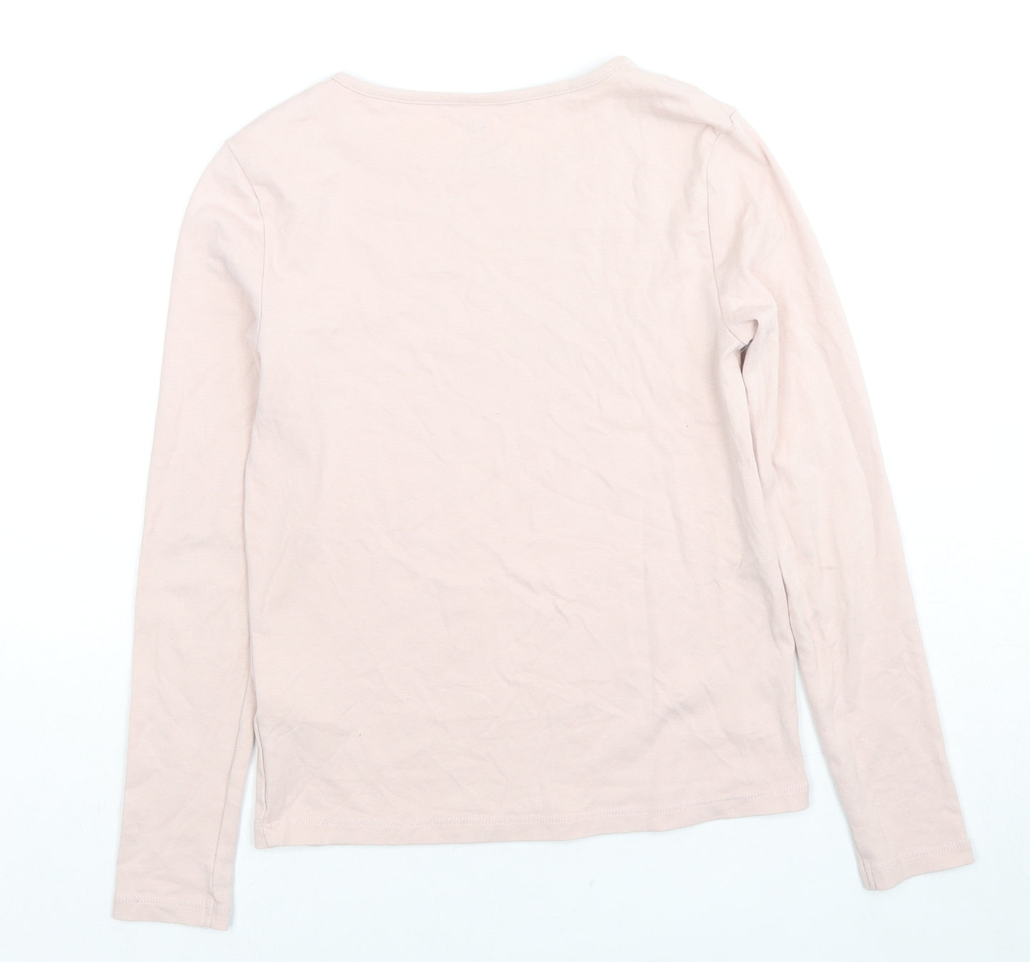 H&M Girls Beige Cotton Basic T-Shirt Size 10-11 Years Round Neck Pullover - Age 10-12 Years