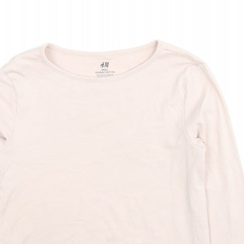 H&M Girls Beige Cotton Basic T-Shirt Size 10-11 Years Round Neck Pullover - Age 10-12 Years
