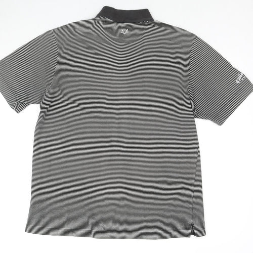 Callaway Mens Black Striped Cotton Polo Size XL Collared Pullover - Golf