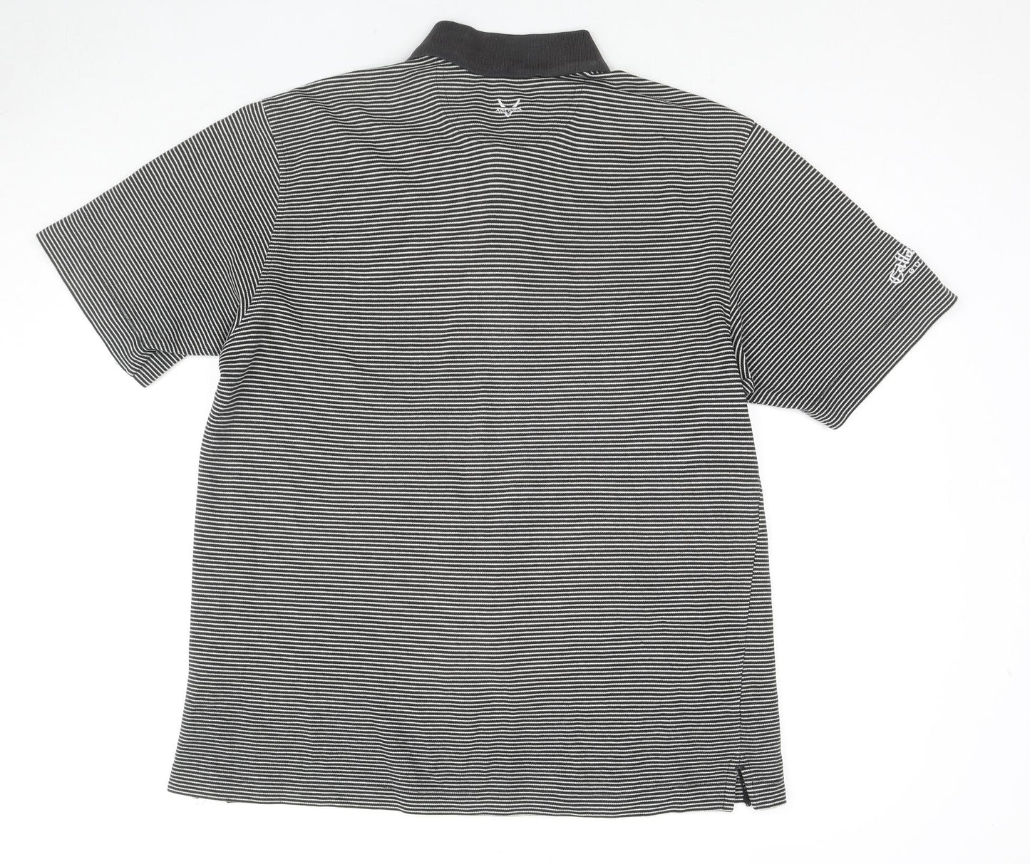 Callaway Mens Black Striped Cotton Polo Size XL Collared Pullover - Golf