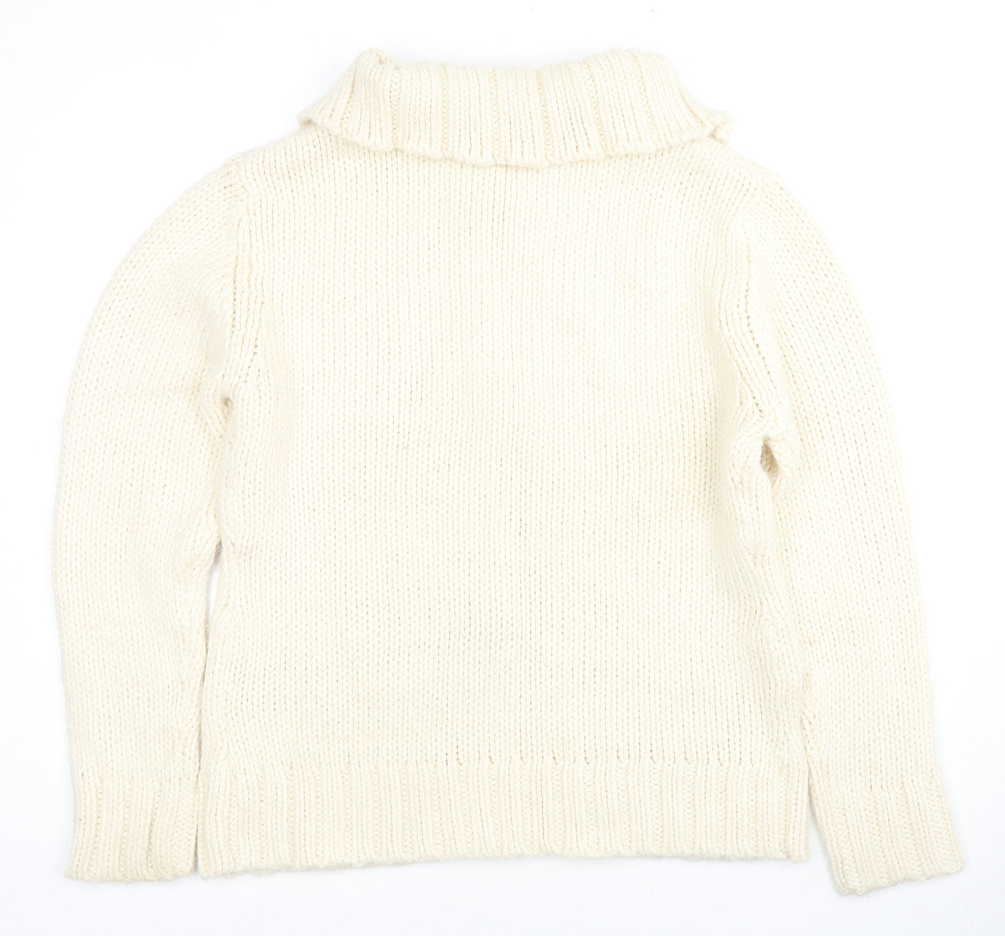 New Look Womens Ivory Collared Acrylic Cardigan Jumper Size 16