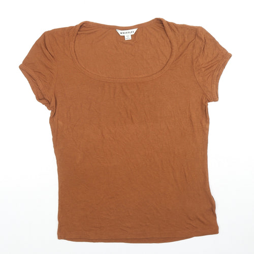 Whistles Womens Brown Viscose Basic T-Shirt Size M Round Neck