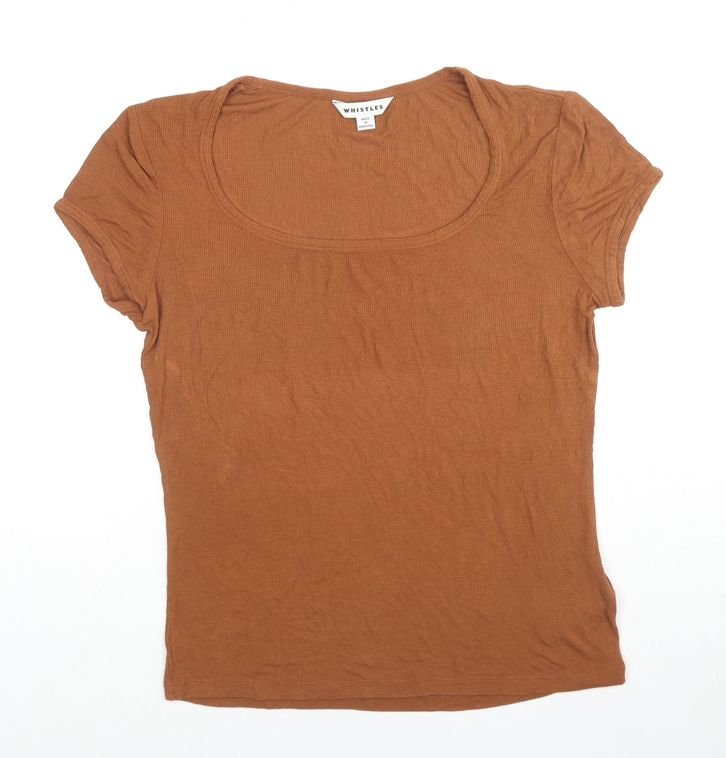 Whistles Womens Brown Viscose Basic T-Shirt Size M Round Neck