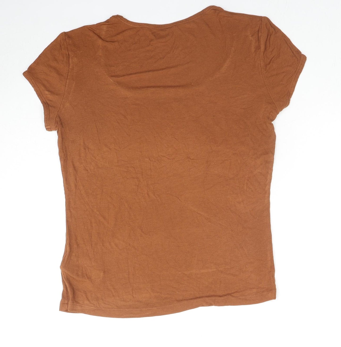Whistles Womens Brown Viscose Basic T-Shirt Size M Round Neck