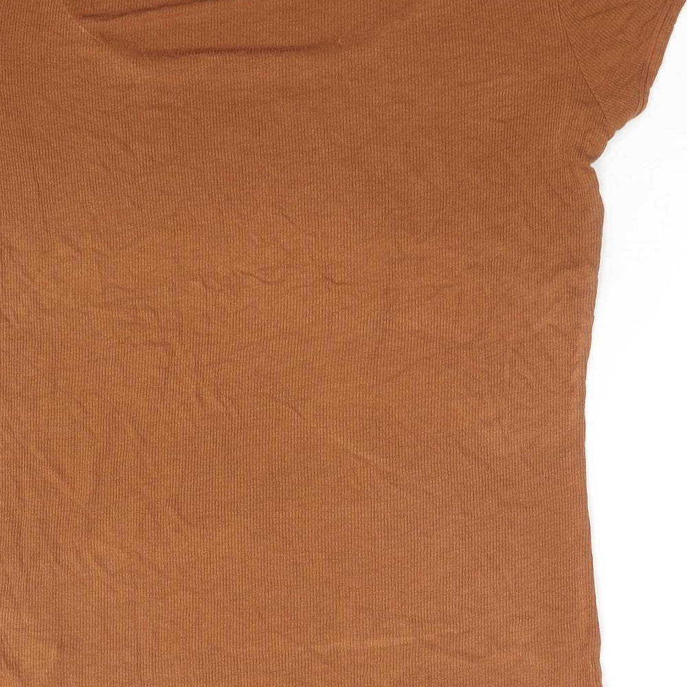 Whistles Womens Brown Viscose Basic T-Shirt Size M Round Neck