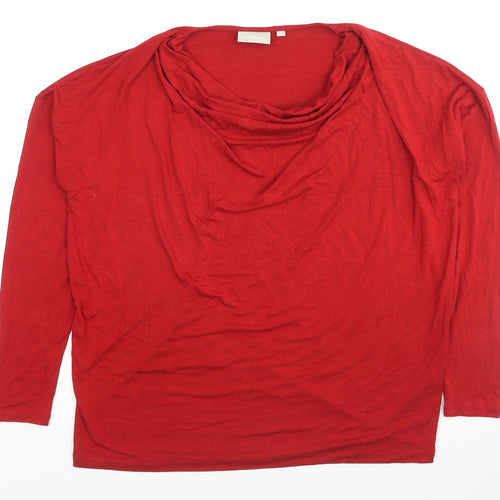 Inwear Womens Red Viscose Basic Blouse Size XL Cowl Neck