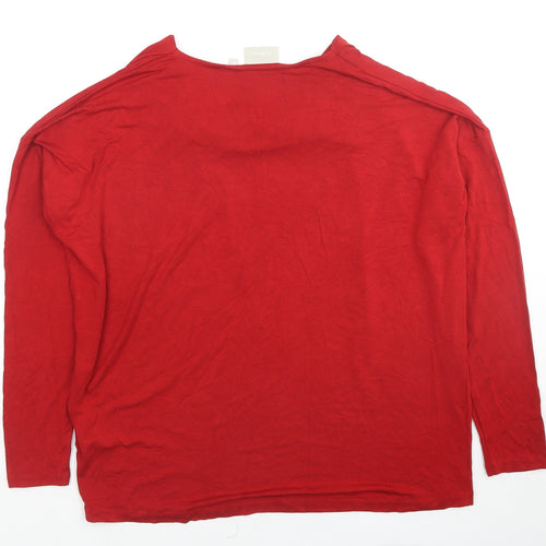 Inwear Womens Red Viscose Basic Blouse Size XL Cowl Neck
