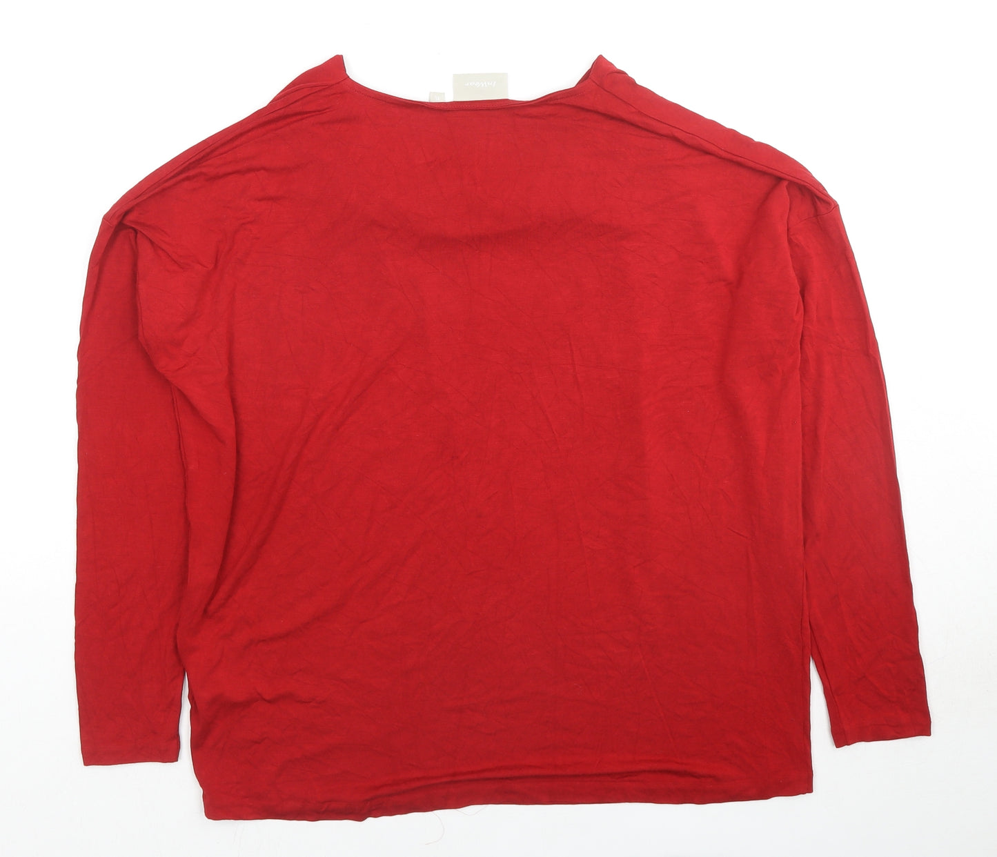 Inwear Womens Red Viscose Basic Blouse Size XL Cowl Neck