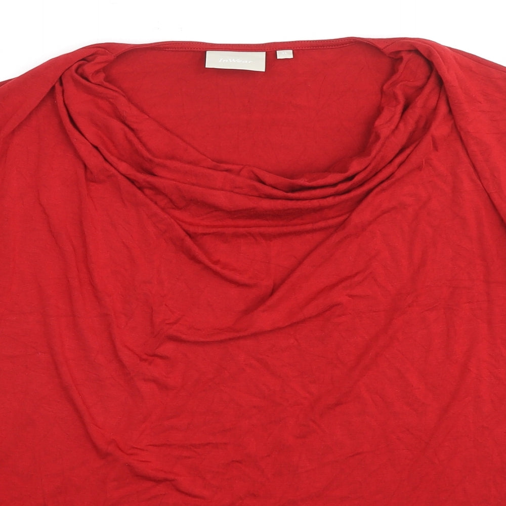 Inwear Womens Red Viscose Basic Blouse Size XL Cowl Neck
