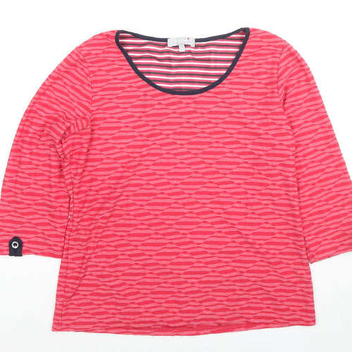 Per Una Womens Pink Geometric Polyester Basic Blouse Size 14 Round Neck