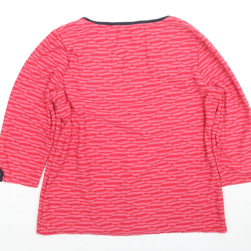 Per Una Womens Pink Geometric Polyester Basic Blouse Size 14 Round Neck