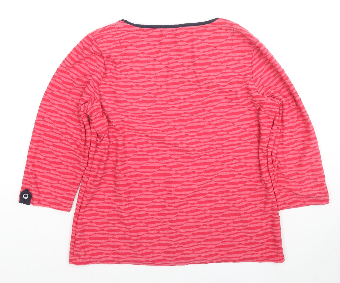 Per Una Womens Pink Geometric Polyester Basic Blouse Size 14 Round Neck