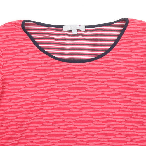 Per Una Womens Pink Geometric Polyester Basic Blouse Size 14 Round Neck
