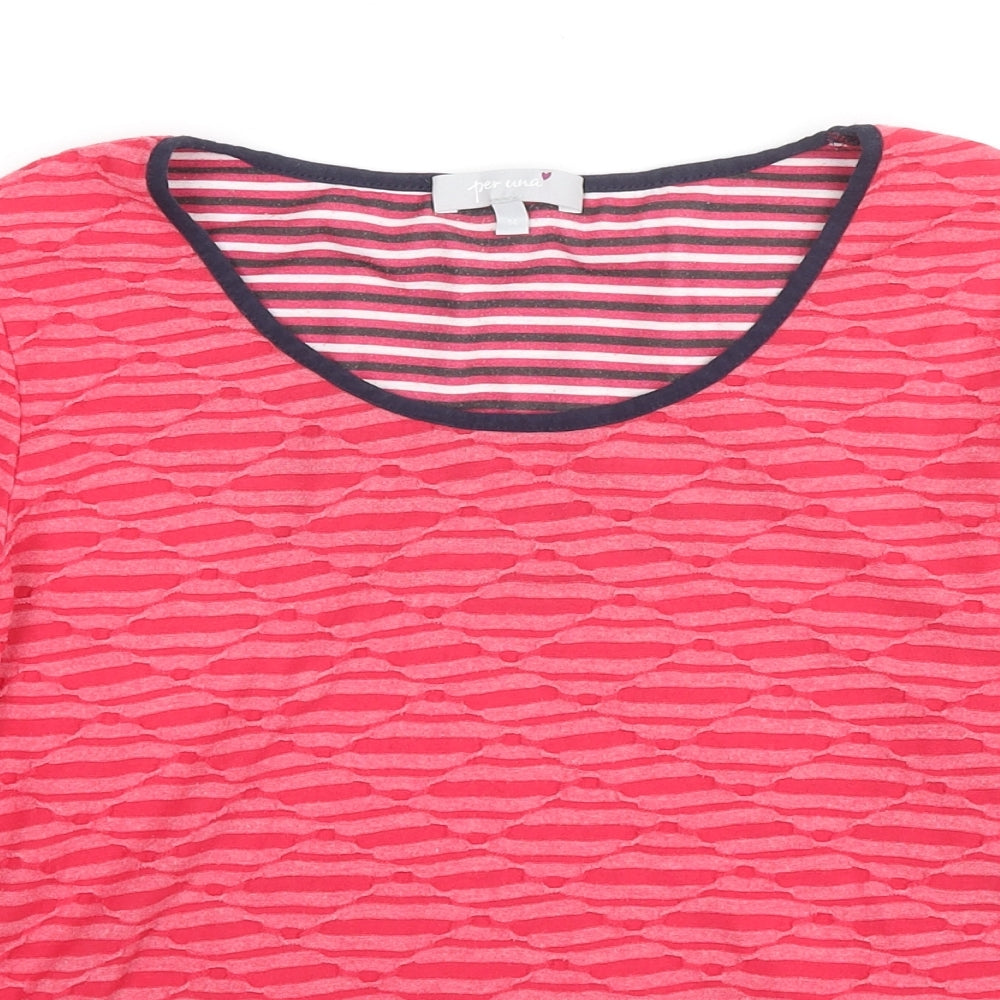 Per Una Womens Pink Geometric Polyester Basic Blouse Size 14 Round Neck
