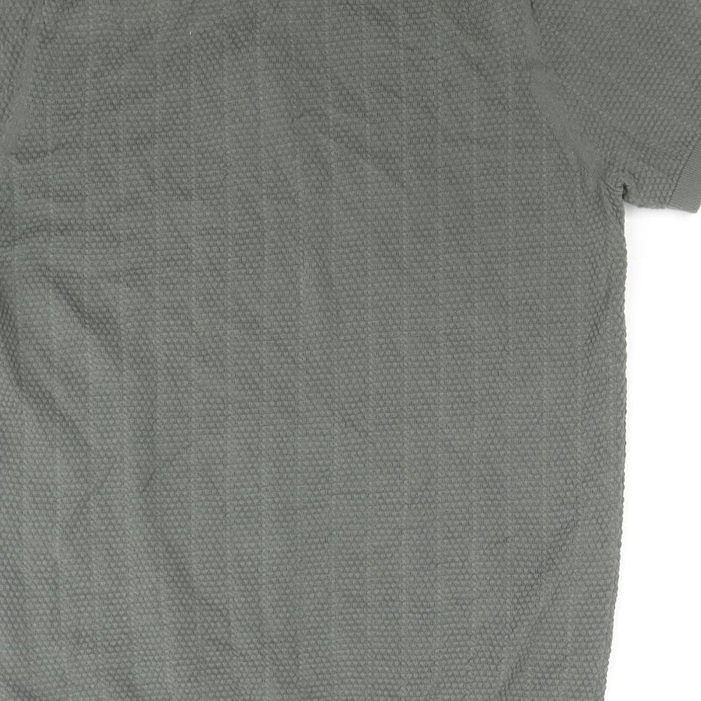 Massimo Dutti Mens Green Cotton Polo Size M Collared Pullover