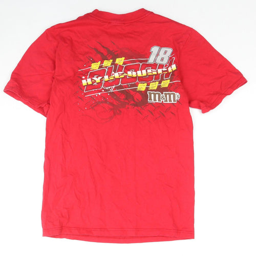Chase Boys Red Cotton Basic T-Shirt Size S Round Neck Pullover - Joe Gibbs Racing M&M's