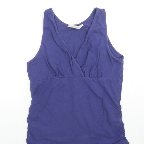 As Quith London Womens Blue Cotton Basic Tank Size L V-Neck