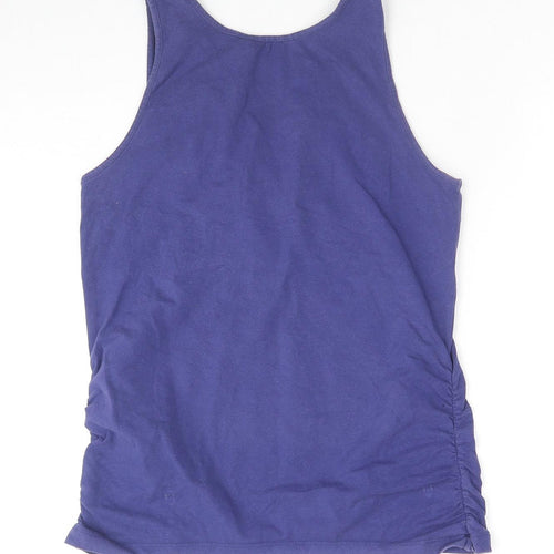 As Quith London Womens Blue Cotton Basic Tank Size L V-Neck