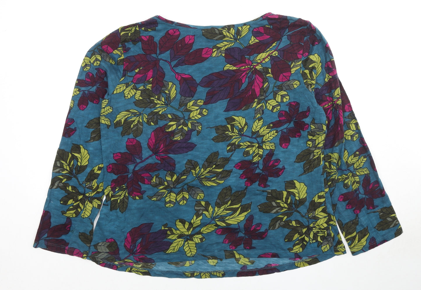 Nomads Womens Multicoloured Floral Cotton Basic Blouse Size 16 Round Neck