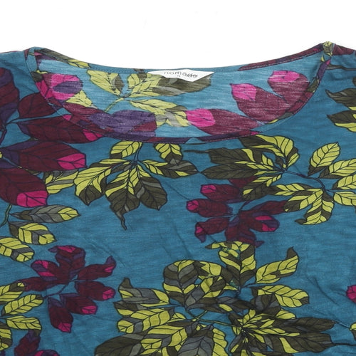 Nomads Womens Multicoloured Floral Cotton Basic Blouse Size 16 Round Neck