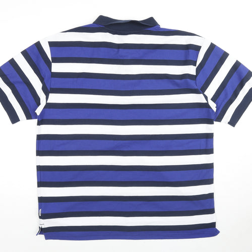 Lonsdale Mens Blue Striped Cotton Polo Size XL Collared Pullover